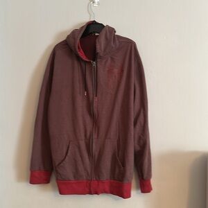 Spider- Man 62  Men's Zip-Up Sweater - Rich Brown and Red Accents - Preloved